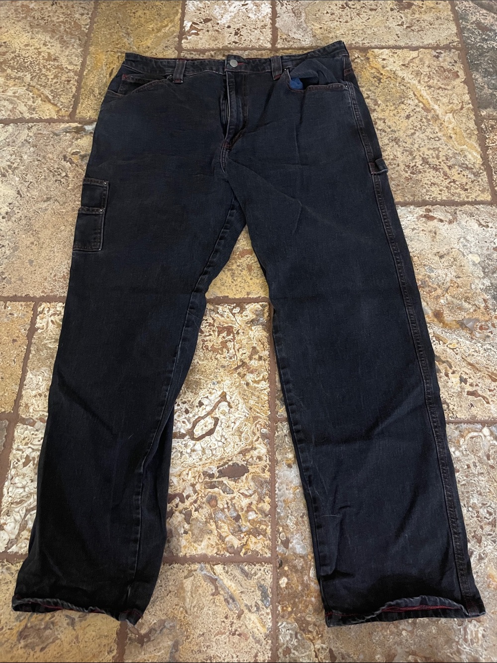 Guess Men's Dark Black Cargo Pants with Side Pockets